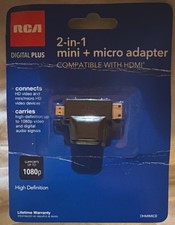RCA 2-in-1 HDMI Mini Micro Adapter, Gold Plated, Black, HDMI Female