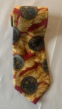 Stafford Tie Mens One Size Red Gold All Silk Medallion Necktie Made in USA Italy