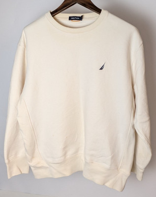 Nautica Reverse Weave Sweatshirt XL Creme Heavyweight Spellout