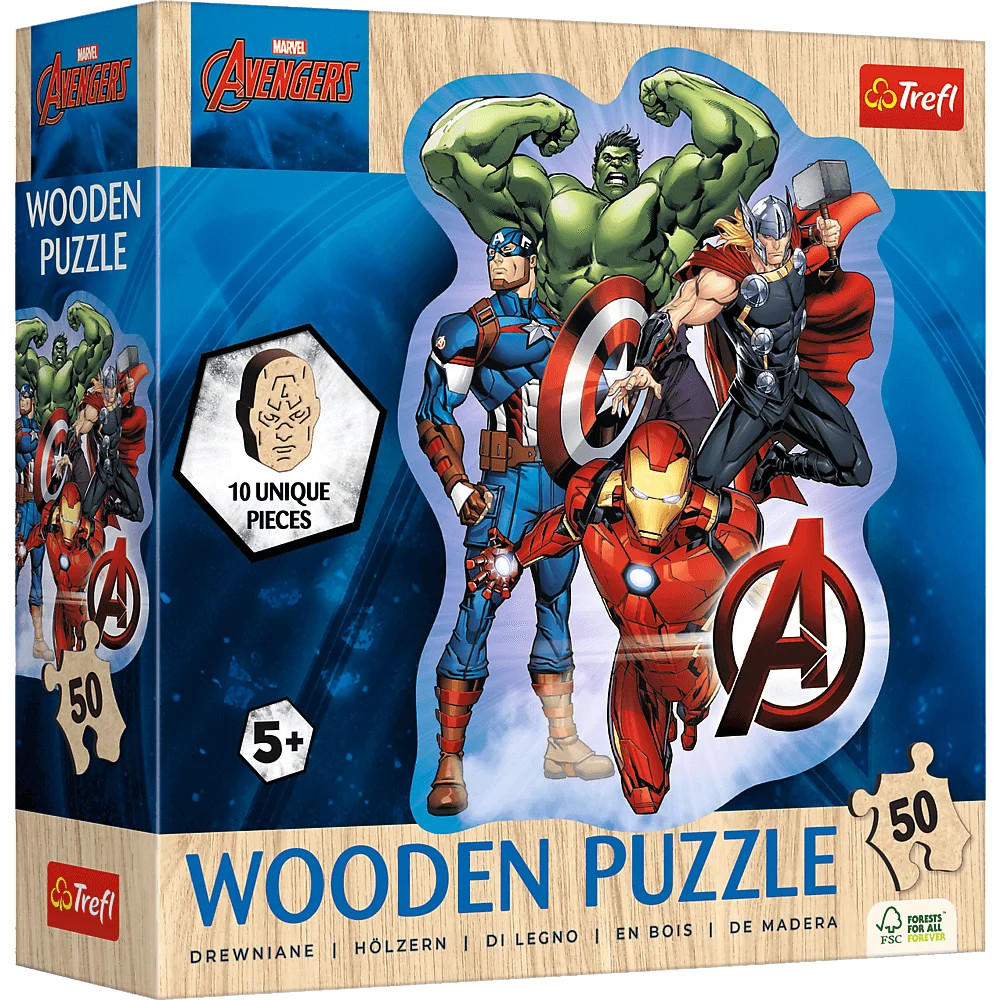 Trefl, Avengers Abenteuer, 50 Teile Holzpuzzle