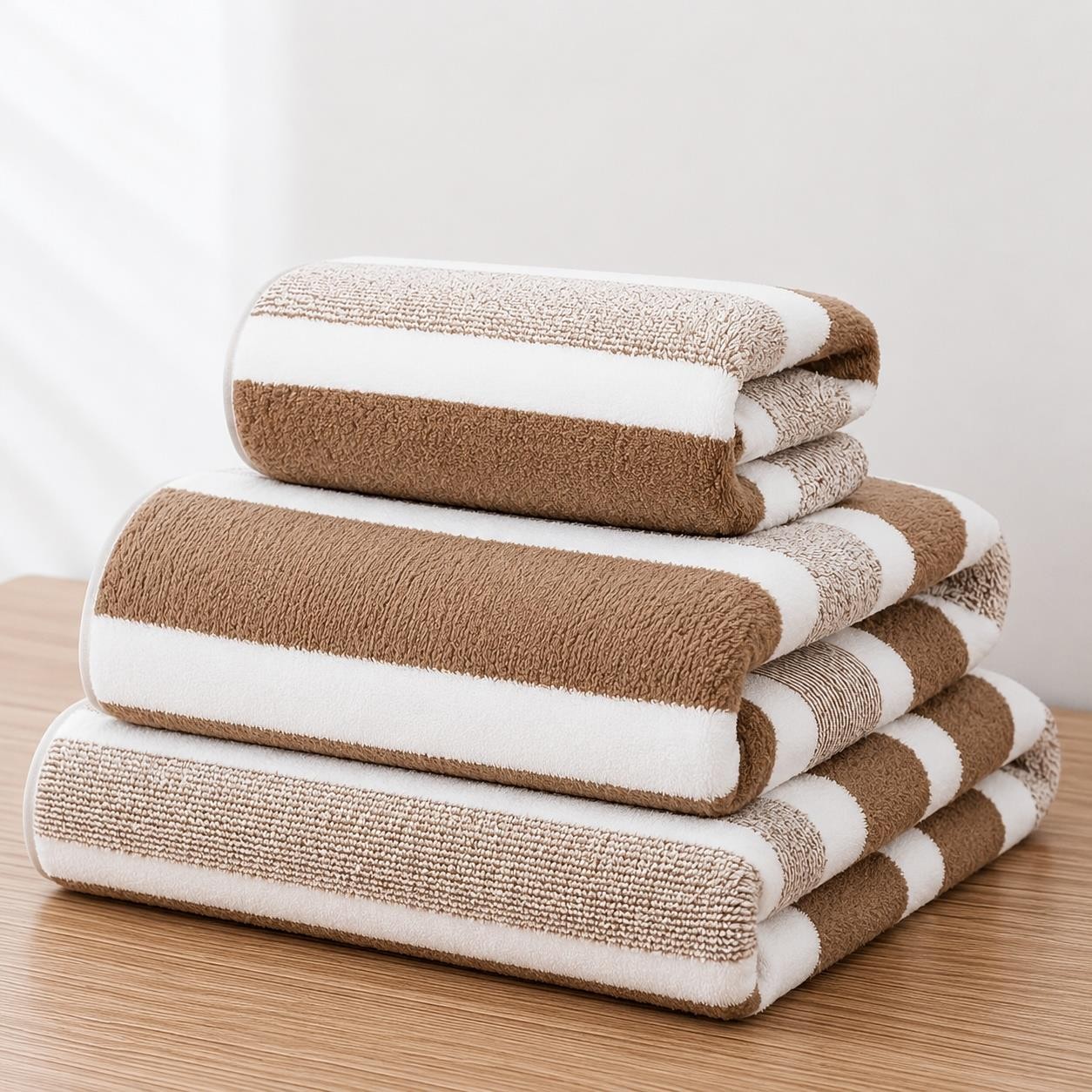 Ultra-Absorbent Striped Towel Set Of 3 Quick-Dry Bath Towels for Home & Outdoor