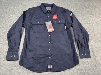 Ariat FR Featherlight Work Shirt Womens Large Navy Long Sleeve Flame Resistant