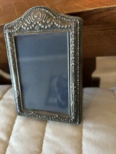 Antique Ornate Silver Plated 2.5”x3.5” Photograph Frame Table Top Display Art