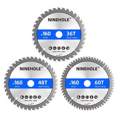 3Pcs 160 x 20mm x 36/48/60T Saw Blade Circular Saw Blade for Wood, Plywood, L...