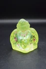 FENTON TOPAZ URANIUM GUARDIAN ANGEL FIGURINE GLOWS Hand Painted