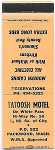 Tatoosh Motel in Packwood, Washington, FS Matchcover