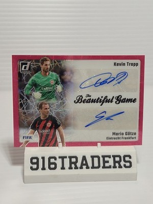 2023-24 Donruss #DU-EF Kevin Trapp / Mario Gotze Dual Autographs Pink Lazer