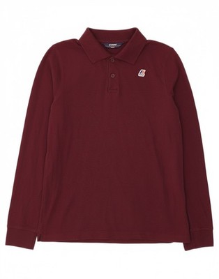 K-WAY Mens Long Sleeve Polo Shirt Medium Burgundy Cotton DY47