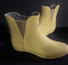 Womens Size 9 Snow Boots LONDON FOG RUBBER Yellow Slip On Snow Boot EU 39