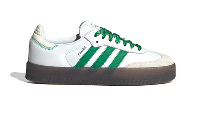 WOMENS ADIDAS SAMBA E WHITE GREEN SNEAKERS SHOES
