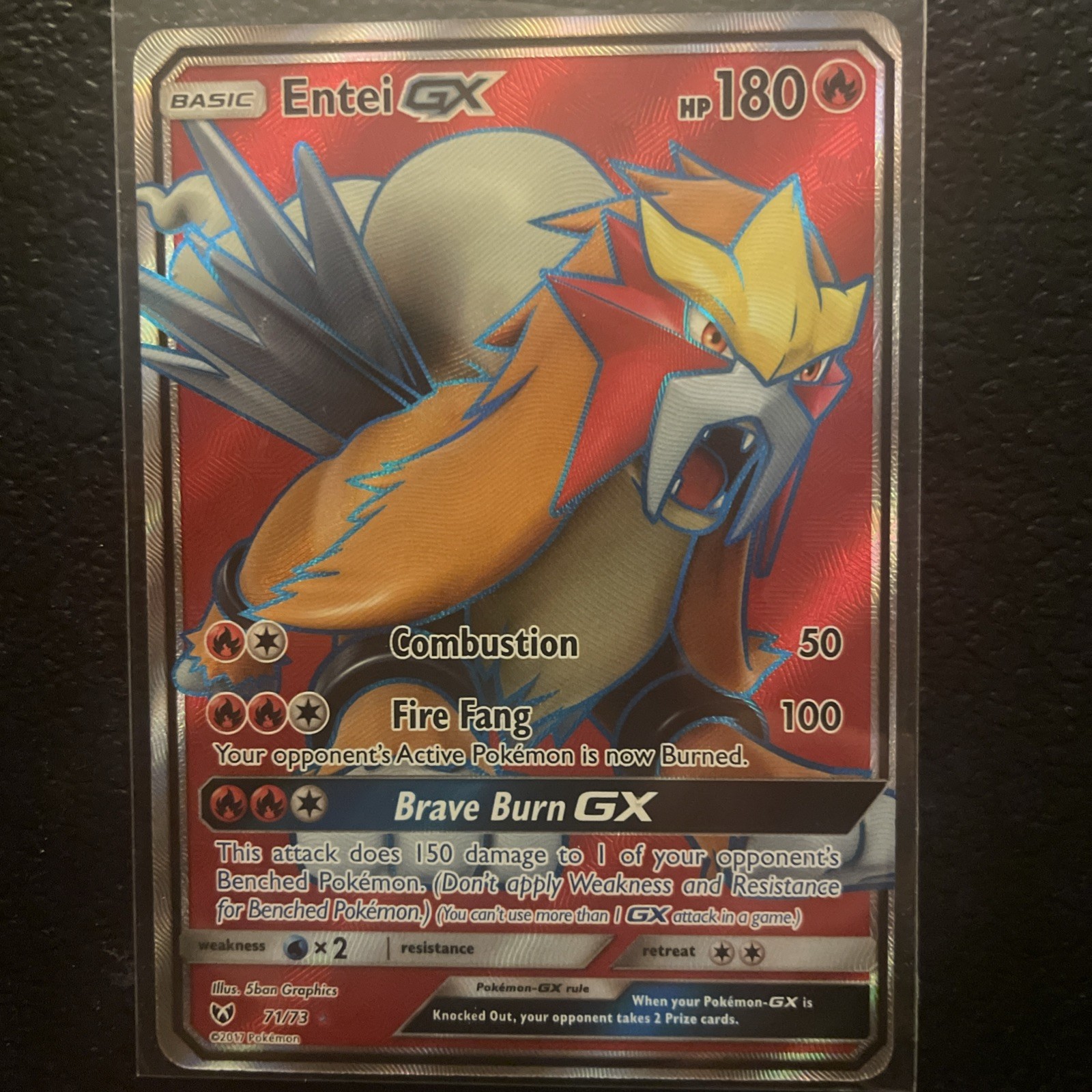 Entei GX 71/73 Ultra Rare Full Art Shining Legends Near Mint Pokémon TCG