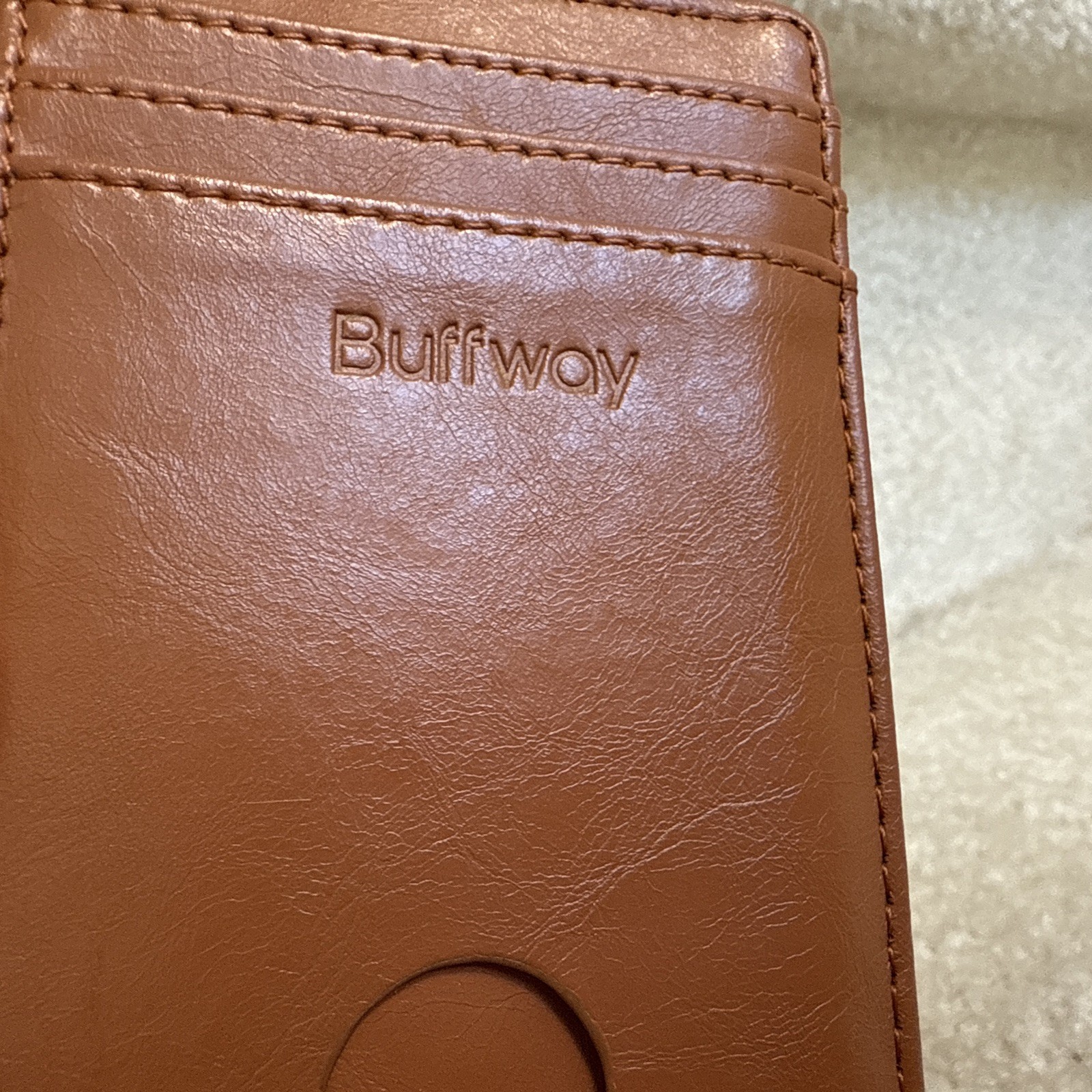 Buffway  Slim Wallet, Minimalist Thin Front Pocket Leather Credit Card Holde