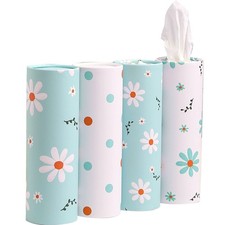 Car Tissue Holder with Facial Tissues Bulk - 4 PK Car Tissues Cylinder, Tissu...