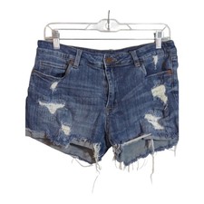 Blank Nyc Fulton Classic Distressed Blue Denim Frayed Hem Women  s Shorts Size 29