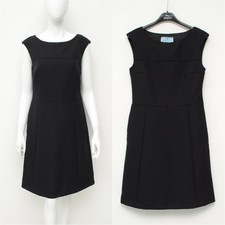 Authentic Women's Prada Black Wool Sleeveless Sheath Dress Size IT 40,US 4