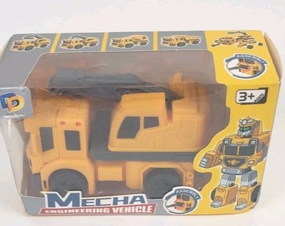 Kids Mecha Engineering Vehicle Transforming Robot Truck Toy Action Figures Crane