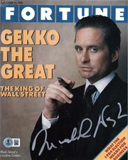 Michael Douglas Signed Auto Wall Street Fortune Replica Magazine Prop Photo BAS