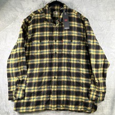 Levi  s Worker Flannel Shirt Men  s XL Relaxed Fit Plaid Yellow Blue Black NWT