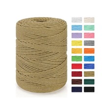 Macrame Cord 4mm x 328 Yd 100 Natural Cotton 4 Strand Twisted Rope Beige Craft