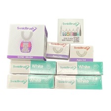 SonicBrush Kids U-Shaped Electric Toothbrush Set Purple Elephant Mint Foam 7pc
