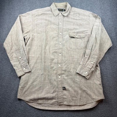 Britches Georgetowne Button Down Shirt Men's Large Tan Cotton Long Sleeve Slub