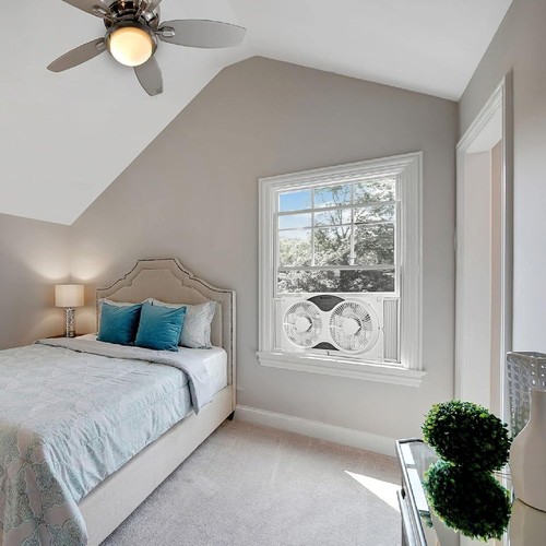Elegant 3-Speed Window Fan with Auto-Locking Expanders & Remote Control, White - Picture 4 of 11