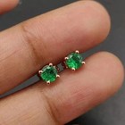 4mm Simulated Round Emerald Solitaire Stud Earrings 14K Rose Gold Plated#12 — photo 3