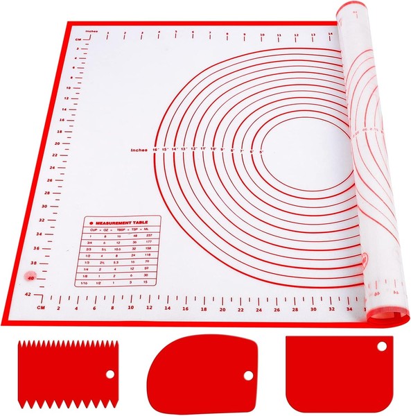 Silikon Backmatte 60X40 Cm Antihaft Mit 3 Teigschabern Wiederverwendbar-image