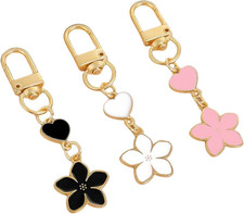 3Pcs Cute Flower Keychains for Women, Aesthetic Keychain Charms, Bag Purse Cha