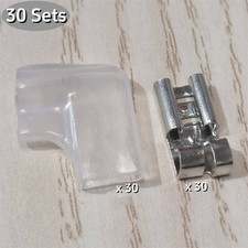 30 Sets 6.3mm Flag Spade Terminals Female Wire Connectors Insulating Sleeve