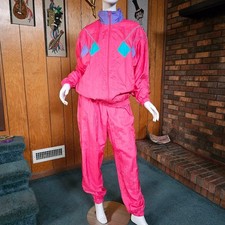 Vtg 80 90s Hip Hop Pink Neon Nylon Shell Track Windbreaker Street Jacket Suit XL