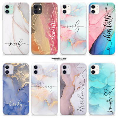 Personalisierte Handyhülle Marmor Cover Silikon für iPhone 15 14 12 13 11 XR Geschenk