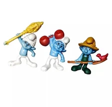 2011 The Smurfs McDonald's Toy Figure Figurine Cake Topper Clumsy Hefty Farmer