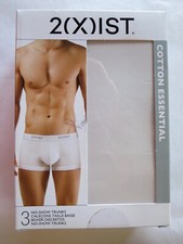 2(X)IST COTTON ESSENTIAL MEN'S NO SHOW TRUNKS , XL, BLACK & GRAY, 3 Pk, NWBOX