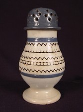 RARE 1800s BLACK MOCHA BANDED PEPPER POT MOCHAWARE PEARLWARE STAFFORDSHIRE MINT