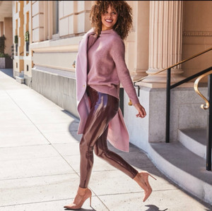 Women Spanx Faux Patent Leather Leggings Ruby Burgundy XSmall 20301R