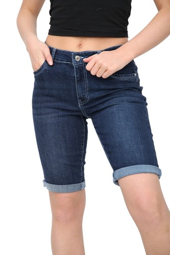 Women's Ladies Plain Denim Floral Embroidered Capri Ripped Skinny Shorts Bottom - Picture 4 of 34