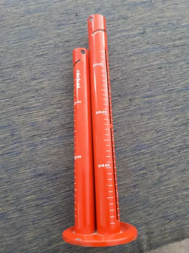Vintage Red Retro  Metal Tube Bank Coin Change Holder 12" Tall