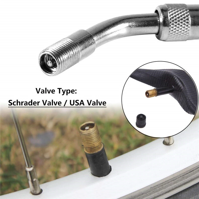 Tubo de extensión de inflado de válvula de neumático extensor de vástago de neumático de bicicleta de 90/45/135 grados Foto 4 de 4