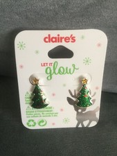 CLAIRE'S LET IT GLOW CHRISTMAS TREE EARRINGS - NEW ON PACKAGE