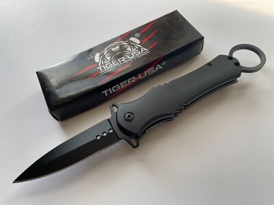 Tiger-USA 9'' Folding Pocket Knife Black Spear Point BladeSJ-1052-BK