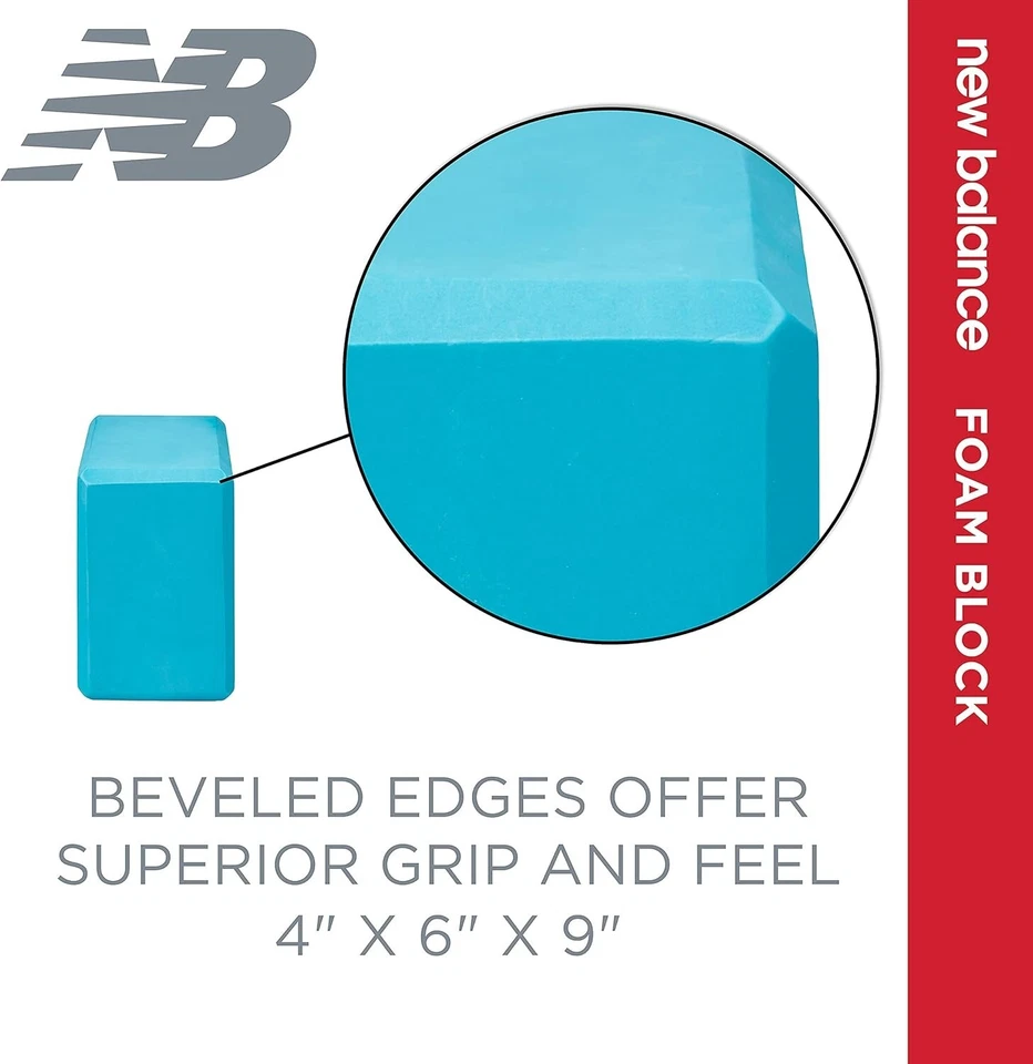 New Balance Foam Yoga Block Teal NWT Beveled Edges 4" x 6" x 9" Stability - Image 2 of 4
