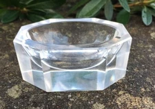 Thick, Chunky Faceted Glass or Crystal Open Salt Dip, Cellar, Dish!