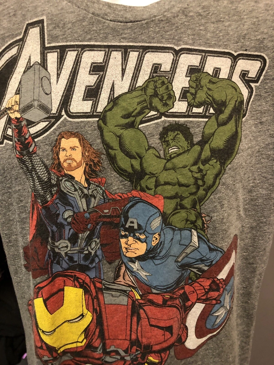 Avengers Thor Hulk Captain America gray small T-shirt Iron Man Marvel Comics￼￼  | eBay