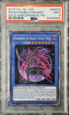 Yugioh Card Magician Black Chaos MAX PSA 9, Gold Sarcophagus TN19