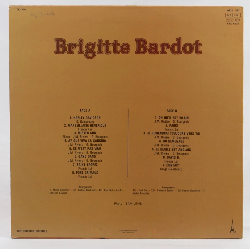 Brigitte Bardot – Brigitte Bardot - LP -Reissue - 1980 - Disc'AZ – AZ/2 332 - Photo 2/3