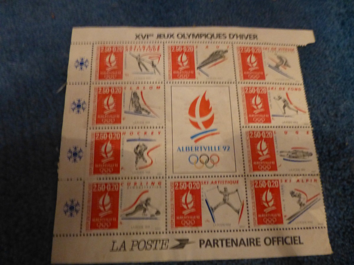 Timbre France – Bloc N°14 – Jeux Olympiques Albertville 92 – Neuf Sans Charnière
