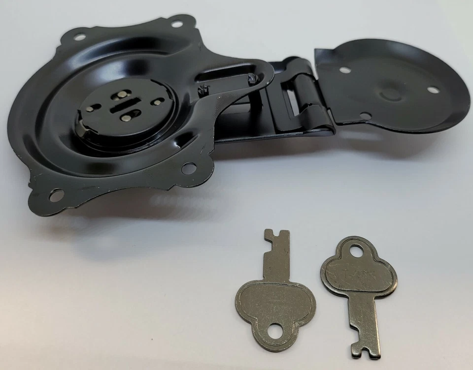 BLACK POWDER COATED Steel Trunk Lock with Keys - chest steamer vintage box old - Image 4 of 4