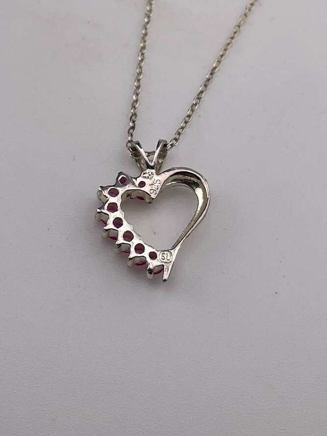 SU 925 STERLING SILVER RUBY OPEN HEARTNECKLACE 18… - image 3