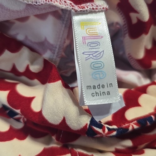 LuLaRoe Leggings Girls Tween 2 Pairs Red And Blue American Patterns Activewear - Picture 9 of 11